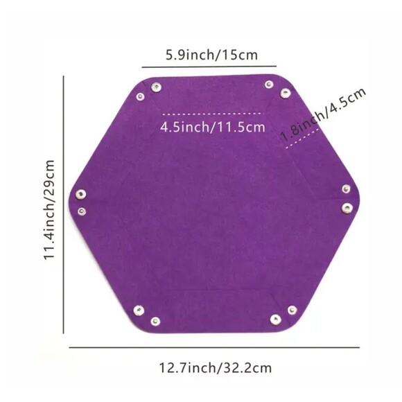 Gaming Hexagon Dice Tray Purple Faux Suede Rolling Arena RPG D&D - Picture 2 of 6